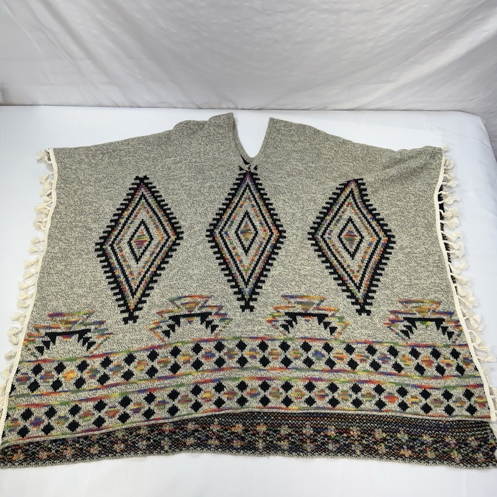 VTG Poncho Gene Accessories One Size Western Rodeo Aztec Cowgirl Tassel Fringe - Picture 6 of 9